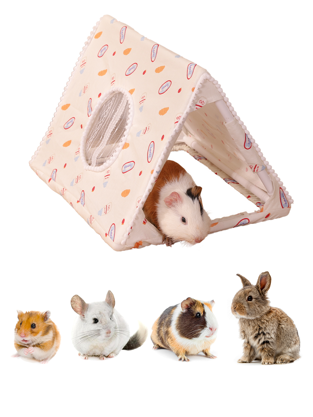 Small Pet Cartoon Pink Triangle Tent