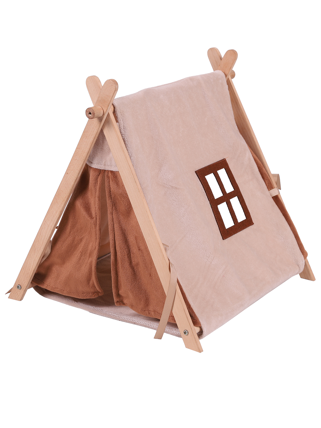 Small Pet Wooden Triangle Tent, No Assembly Required