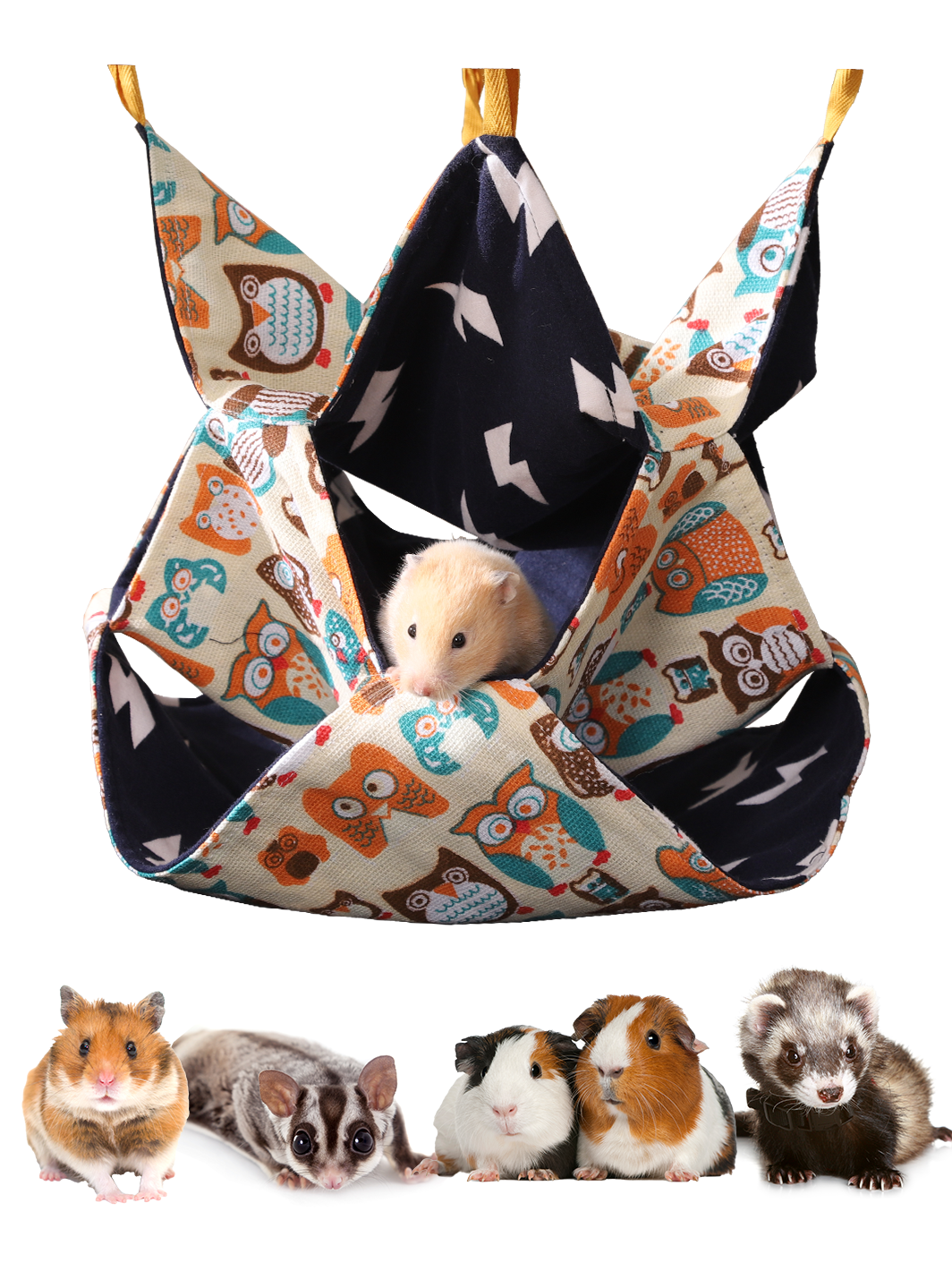 Three-Tier Fleece Cartoon Pattern Pet Hammock