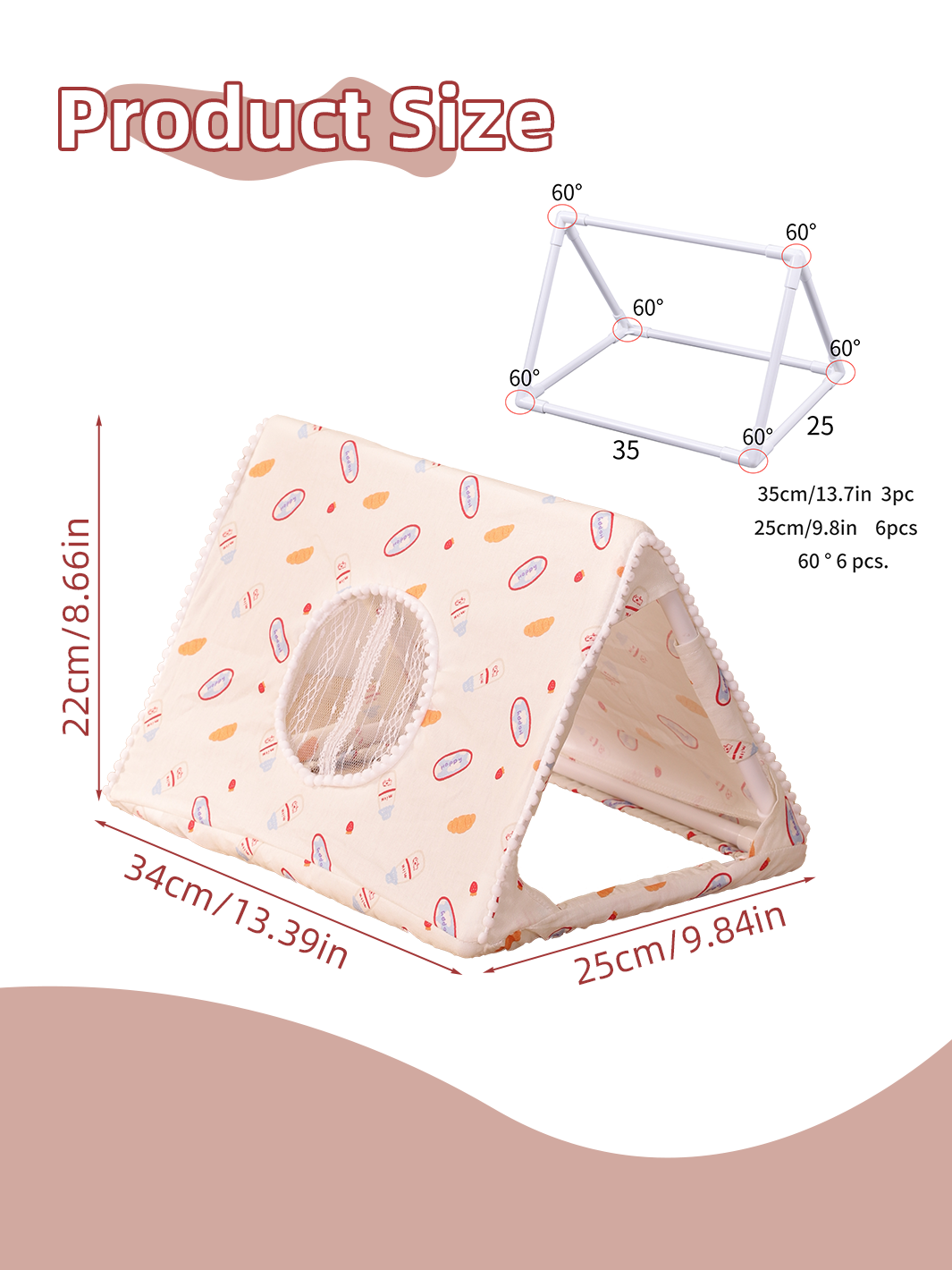 Small Pet Cartoon Pink Triangle Tent