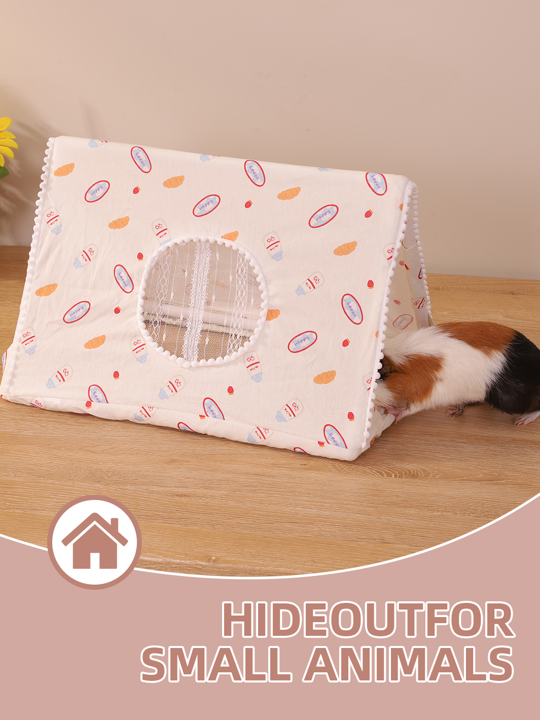 Small Pet Cartoon Pink Triangle Tent