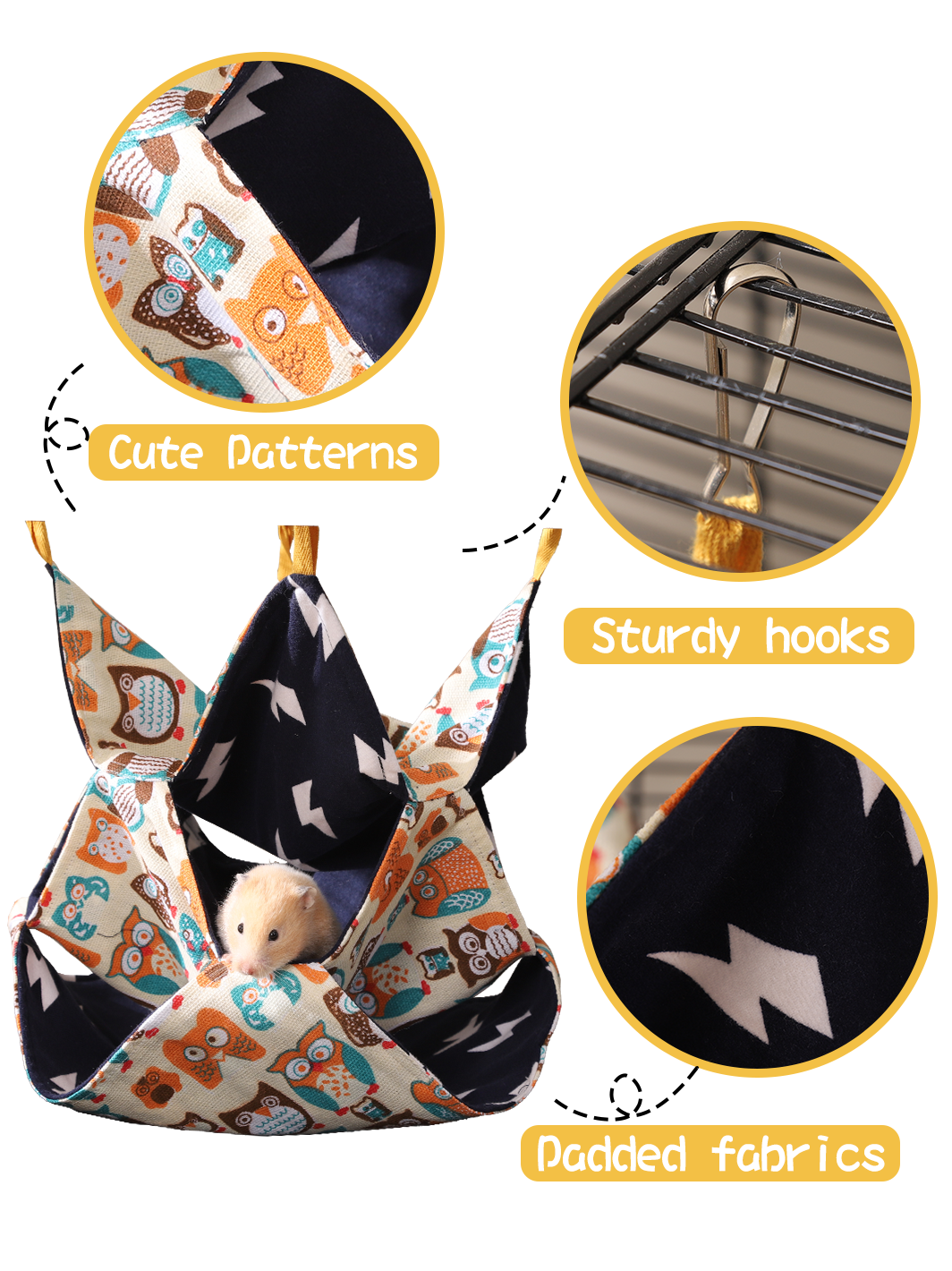 Three-Tier Fleece Cartoon Pattern Pet Hammock